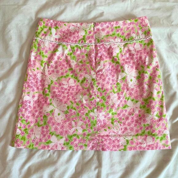 Lilly Pulitzer Pink Gossip Butterfly Mini Skirt Size 2 - Picture 3 of 7
